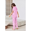 Ekouaer Pajamas for Women Set Button Up Sleepswear 2 Piece Short Sleeve PJ Top and Long Pants Loungwear With Pocket S-XXL(Pink Bow)