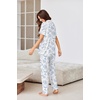 Ekouaer Pajamas for Women Set Button Up Sleepswear 2 Piece Short Sleeve PJ Top and Long Pants Loungwear With Pocket S-XXL(Shell World)