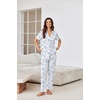Ekouaer Pajamas for Women Set Button Up Sleepswear 2 Piece Short Sleeve PJ Top and Long Pants Loungwear With Pocket S-XXL(Shell World)