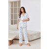Ekouaer Pajamas for Women Set Button Up Sleepswear 2 Piece Short Sleeve PJ Top and Long Pants Loungwear With Pocket S-XXL(Shell World)