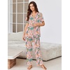 Ekouaer Pajamas for Women Set Button Up Sleepswear 2 Piece Short Sleeve PJ Top and Long Pants Loungwear With Pocket S-XXL(Tropical Print)