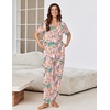 Ekouaer Pajamas for Women Set Button Up Sleepswear 2 Piece Short Sleeve PJ Top and Long Pants Loungwear With Pocket S-XXL(Tropical Print)