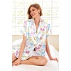 Ekouaer Pajamas for Women Set Silk Satin Pjs Button Down Sleepwear Summer Loungewear Top and Shorts Lounge Set S-XXL(Colorful Bow)