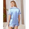 Ekouaer Satin Pajamas for Women Silk Pjs Short Set 2 Piece Button Up Lounge Sets Short Sleeve Sleepwear S-XXL(Blue Cherry)