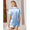 Ekouaer Satin Pajamas for Women Silk Pjs Short Set 2 Piece Button Up Lounge Sets Short Sleeve Sleepwear S-XXL(Light Blue)