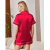 Ekouaer Satin Pajamas for Women Silk Pjs Short Set 2 Piece Button Up Lounge Sets Short Sleeve Sleepwear S-XXL(Red)