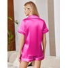 Ekouaer Satin Pajamas for Women Silk Pjs Short Set 2 Piece Button Up Lounge Sets Short Sleeve Sleepwear S-XXL(Rose)
