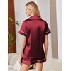 Ekouaer Satin Pajamas for Women Silk Pjs Short Set 2 Piece Button Up Lounge Sets Short Sleeve Sleepwear S-XXL(Wine)