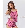 Ekouaer Silk Pajamas for Women Satin Cami Pjs Set V Neck Camisole Shorts Set Adjustable Strap Sleepwear(Pink Heart)