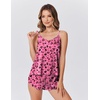 Ekouaer Silk Pajamas for Women Satin Cami Pjs Set V Neck Camisole Shorts Set Adjustable Strap Sleepwear(Pink Heart)