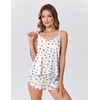 Ekouaer Silk Pajamas for Women Satin Cami Pjs Set V Neck Camisole Shorts Set Adjustable Strap Sleepwear(White Heart)
