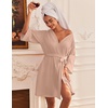 Ekouaer Waffle Robes for Women Lightweight Knit V Neck 3/4 Sleeve Kimono Bathrobe with Pockets Soft Sexy Spa Loungewear S-XXL(Khaki)