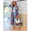 Ekouaer Women Long House Coat Zipper Front Robes Full Length Nightgowns with Pockets Striped Loungewear S-4XL(Bohemian Blue)