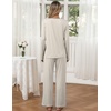 Ekouaer Womens 2 Pack Pajama Set Long Sleeve Pajamas Top and Pants V Neck Pjs Set Soft Loungewear with Pockets(Grey Coffee black Print)