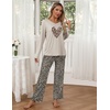 Ekouaer Womens 2 Pack Pajama Set Long Sleeve Pajamas Top and Pants V Neck Pjs Set Soft Loungewear with Pockets(Navy Polka Dot leopard Print Love)