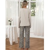 Ekouaer Womens 2 Pack Pajama Set Long Sleeve Pajamas Top and Pants V Neck Pjs Set Soft Loungewear with Pockets(Navy Polka Dot leopard Print Love)