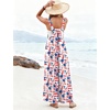 Ekouaer Women’s Casual Overalls Loose Wide Leg Jumpsuits Summer Boho Floral Printed Baggy Rompers with Pockets(Flag)