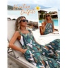 Ekouaer Women’s Casual Overalls Loose Wide Leg Jumpsuits Summer Boho Floral Printed Baggy Rompers with Pockets(Green White Leaves)