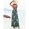 Ekouaer Women’s Casual Overalls Loose Wide Leg Jumpsuits Summer Boho Floral Printed Baggy Rompers with Pockets(Green White Leaves)