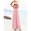 Ekouaer Women’s Casual Overalls Loose Wide Leg Jumpsuits Summer Boho Floral Printed Baggy Rompers with Pockets(Pink)
