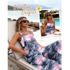 Ekouaer Women’s Casual Overalls Loose Wide Leg Jumpsuits Summer Boho Floral Printed Baggy Rompers with Pockets(Pink Grey Tie Dye)