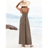 Ekouaer Women’s Casual Overalls Loose Wide Leg Jumpsuits Summer Boho Floral Printed Baggy Rompers with Pockets(Taupe)