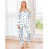 Ekouaer Women’s Classic Button Down Long Satin Silk Pajama Set(Blue Floral Print)