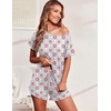 Ekouaer Women’s Pajama Set Ruffle Sleeves Top and Short Soft 2 Piece Loungewear Set(Silhouette Flower Leaves)
