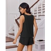 Ekouaer Womens Pajama Sets Cami Shorts Set Viscose from Bamboo Tank Top and Shorts 2 Piece Soft Sleeveless Lounge Set(Black)