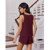 Ekouaer Womens Pajama Sets Cami Shorts Set Viscose from Bamboo Tank Top and Shorts 2 Piece Soft Sleeveless Lounge Set(Dark Red)