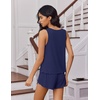 Ekouaer Womens Pajama Sets Cami Shorts Set Viscose from Bamboo Tank Top and Shorts 2 Piece Soft Sleeveless Lounge Set(Navy Blue)