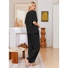Ekouaer Womens Pajama Sets Cotton Short Sleeve Sleepwear Long Pants Lounge Set Soft Pjs with Pockets S-XXL(Black)