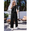 Ekouaer Womens Pajama Sets Cotton Short Sleeve Sleepwear Long Pants Lounge Set Soft Pjs with Pockets S-XXL(Black)