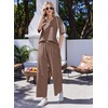 Ekouaer Womens Pajama Sets Cotton Short Sleeve Sleepwear Long Pants Lounge Set Soft Pjs with Pockets S-XXL(Brown)