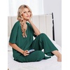 Ekouaer Womens Pajama Sets Cotton Short Sleeve Sleepwear Long Pants Lounge Set Soft Pjs with Pockets S-XXL(Green)