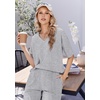Ekouaer Womens Pajama Sets Cotton Short Sleeve Sleepwear Long Pants Lounge Set Soft Pjs with Pockets S-XXL(Light Grey)