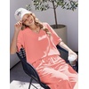 Ekouaer Womens Pajama Sets Cotton Short Sleeve Sleepwear Long Pants Lounge Set Soft Pjs with Pockets S-XXL(Orange Pink)