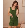 Ekouaer Womens Pajama Sets Viscose from Bamboo Sleeveless Lounge Sets Soft Tank Top and Shorts 2 Piece Pj Sets with Pockets(Army Green)