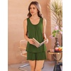 Ekouaer Womens Pajama Sets Viscose from Bamboo Sleeveless Lounge Sets Soft Tank Top and Shorts 2 Piece Pj Sets with Pockets(Army Green)