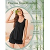Ekouaer Womens Pajama Sets Viscose from Bamboo Sleeveless Lounge Sets Soft Tank Top and Shorts 2 Piece Pj Sets with Pockets(Black)