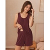 Ekouaer Womens Pajama Sets Viscose from Bamboo Sleeveless Lounge Sets Soft Tank Top and Shorts 2 Piece Pj Sets with Pockets(Deep Red)