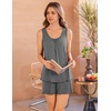 Ekouaer Womens Pajama Sets Viscose from Bamboo Sleeveless Lounge Sets Soft Tank Top and Shorts 2 Piece Pj Sets with Pockets(Grey)