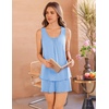 Ekouaer Womens Pajama Sets Viscose from Bamboo Sleeveless Lounge Sets Soft Tank Top and Shorts 2 Piece Pj Sets with Pockets(Light Blue)