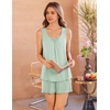 Ekouaer Womens Pajama Sets Viscose from Bamboo Sleeveless Lounge Sets Soft Tank Top and Shorts 2 Piece Pj Sets with Pockets(Light Green)