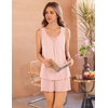 Ekouaer Womens Pajama Sets Viscose from Bamboo Sleeveless Lounge Sets Soft Tank Top and Shorts 2 Piece Pj Sets with Pockets(Light Pink)