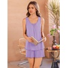 Ekouaer Womens Pajama Sets Viscose from Bamboo Sleeveless Lounge Sets Soft Tank Top and Shorts 2 Piece Pj Sets with Pockets(Light Purple)