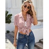 Ekouaer Women’s Ribbed Button Down Pajamas Sets 2 Piece Short Sleeve Shorts Pjs Knit Lounge Sets(Blush Pink)
