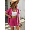 Ekouaer Women’s Ribbed Button Down Pajamas Sets 2 Piece Short Sleeve Shorts Pjs Knit Lounge Sets(Hot Pink)