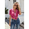 Ekouaer Women’s Ribbed Button Down Pajamas Sets 2 Piece Short Sleeve Shorts Pjs Knit Lounge Sets(Hot Pink)