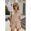 Ekouaer Women’s Ribbed Button Down Pajamas Sets 2 Piece Short Sleeve Shorts Pjs Knit Lounge Sets(Khaki/White)